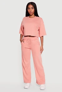 Drawstring Waist Acid Wash Fleece Lined Sweatpants