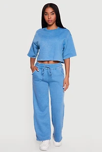 Drawstring Waist Acid Wash Fleece Lined Sweatpants