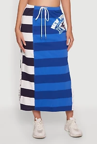Striped New York Graphic Snap Button Detail Skirt