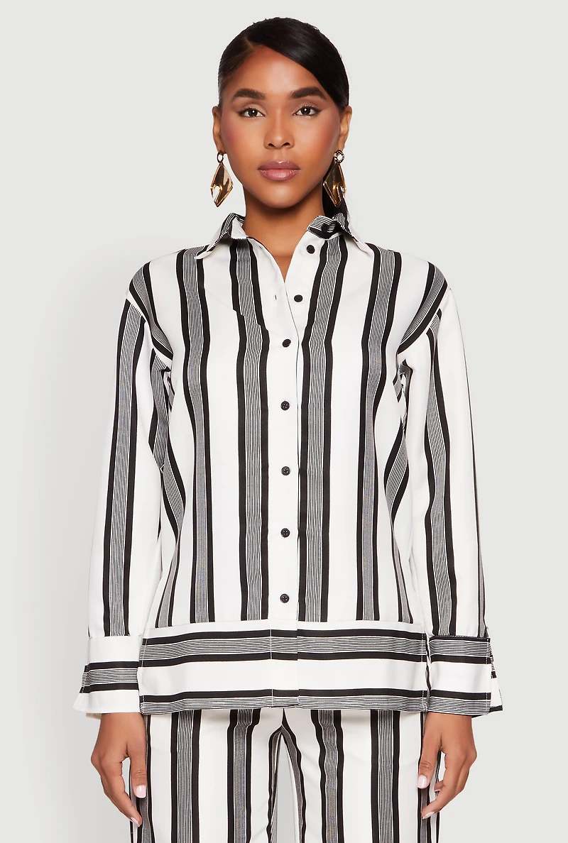 Womens Spoon Jeans Button Front Shirt, Multi, Size S