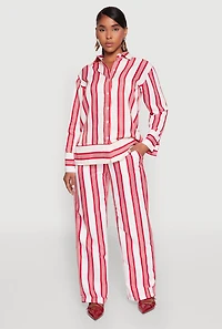 Womens Spoon Jeans Drawstring Wide Leg Pants, Red,