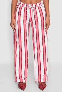 Womens Spoon Jeans Drawstring Wide Leg Pants, Red,