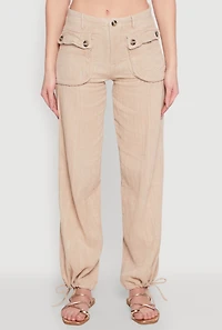 Womens Spoon Jeans Gauze Knit Cargo Joggers, Khaki, Size S