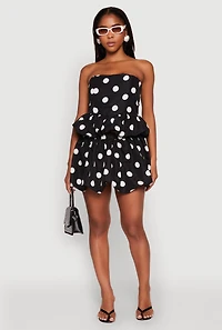 Spoon Jeans Bubble Hem Polka Dot Crop Top