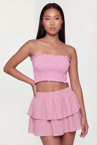 Trendy Smocked Crop Tube Top