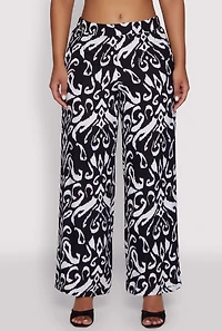 Womens Spoon Jeans Printed Pattern Palazzo Pants, Multi, Size XL