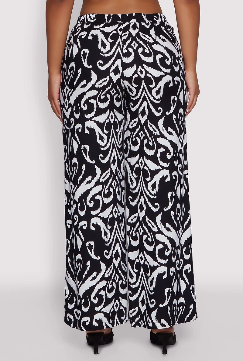 Womens Spoon Jeans Printed Pattern Palazzo Pants, Multi, Size L