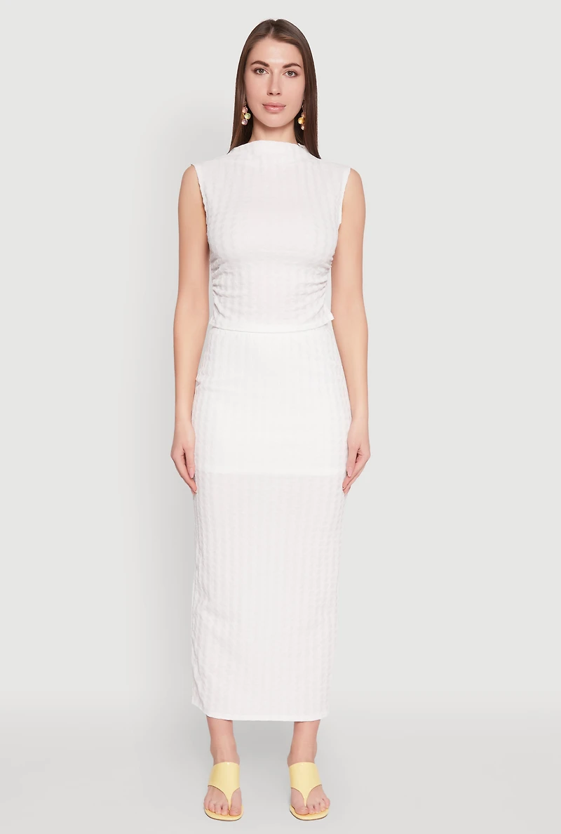 Ruched Funnel Neck Sleeveless Top