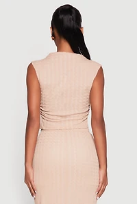 Womens Ruched Funnel Neck Sleeveless Top, S