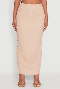 Womens Textured Knit High Waisted Maxi Skirt,