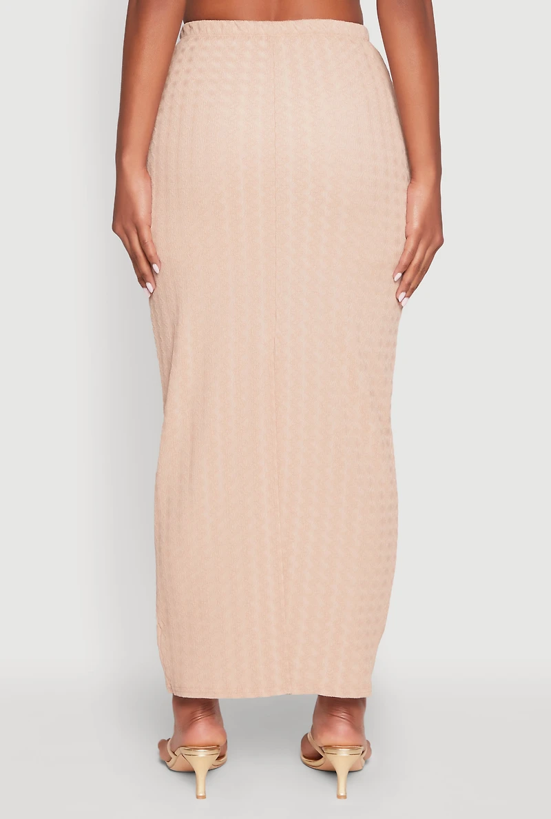 Womens Textured Knit High Waisted Maxi Skirt,