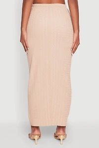 Womens Textured Knit High Waisted Maxi Skirt,
