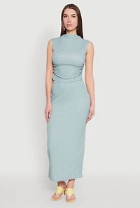 Womens Textured Knit High Waisted Maxi Skirt,