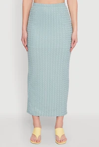 Womens Textured Knit High Waisted Maxi Skirt,