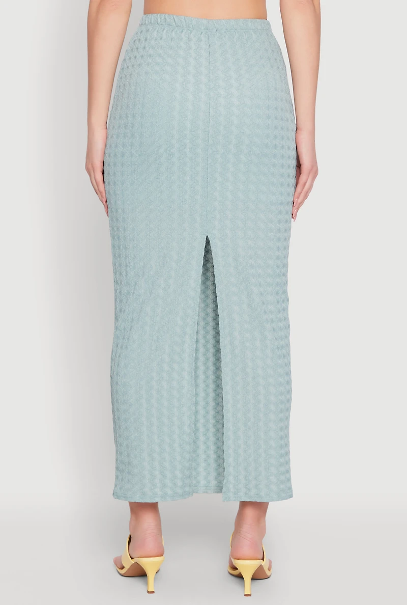 Womens Textured Knit High Waisted Maxi Skirt,