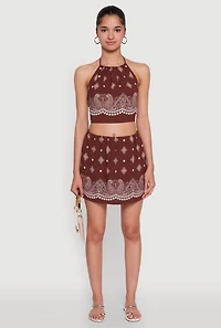 Womens Bandana Print Mini Skirt,