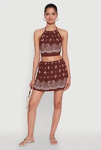 Womens Bandana Print Mini Skirt,
