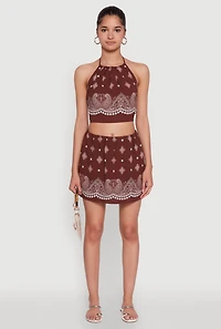 Womens Bandana Print Cropped Halter Top,