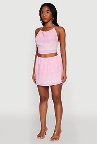 Womens Bandana Print Cropped Halter Top, Pink, Size L