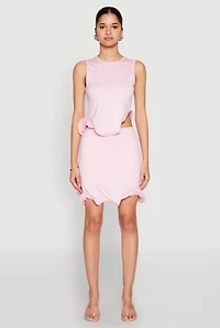 Womens Wave Structured Sleeveless Crop Top, Pink, Size S