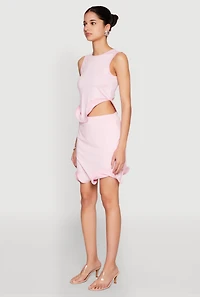 Womens Wave Structured Sleeveless Crop Top, Pink, Size S