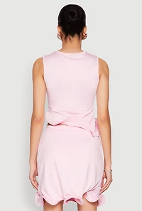 Womens Wave Structured Sleeveless Crop Top, Pink, Size S