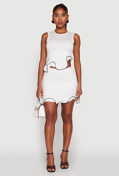 Womens Wave Structured Mini Skort, White, Size L