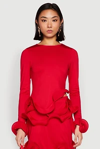 Long Sleeve Wired Ruffle Blouse