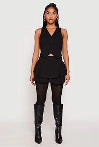 Crepe Knit High Waisted Tiered Skort