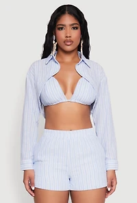 Striped Bolero Jacket and Halter Bikini Top