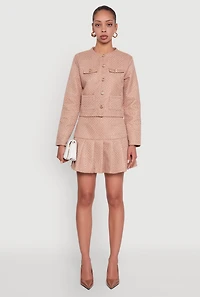 Womens Tweed Pleated Mini Skirt,
