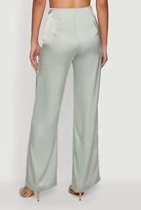 Satin Zip Front High Waisted Dress Pants