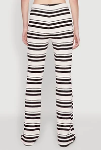 Womens Textured Knit Striped Flared Pants, Multi, Size L