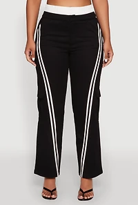 Womens Varsity Stripe Cargo Pants, Black,