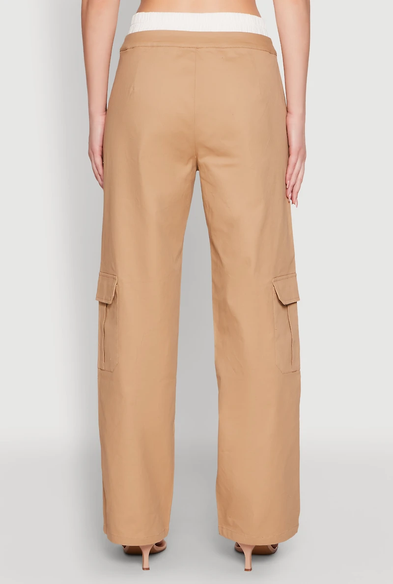 Womens Varsity Stripe Cargo Pants, Khaki, Size L