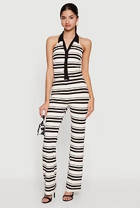 Striped Textured Knit Pull On Pants