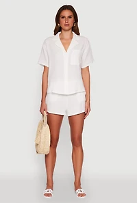 Womens Stylish Gauze Knit Classic Fit Button Front Shirt,