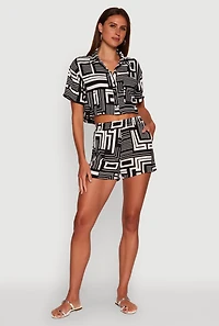 Trendy High Waisted Crepe Knit Shorts with Elastic Waist