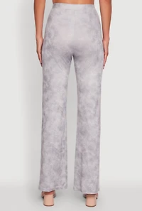Womens Acid Wash Flared High Waisted Pants, Grey, Size XL