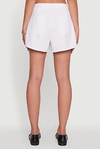 Womens Twill Faux Wrap Asymmetrical Skort, White, Size S