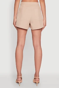 Twill Faux Wrap Asymmetrical Skort
