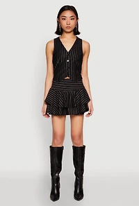 Womens Pinstripe Tiered Skort,