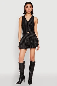 Womens Pinstripe Tiered Skort,