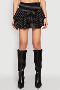 Womens Pinstripe Tiered Skort,