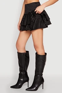 Womens Pinstripe Tiered Skort,