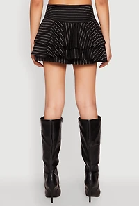 Womens Pinstripe Tiered Skort, Black, Size M