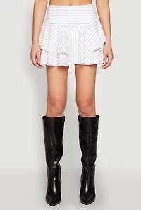 Womens Pinstripe Tiered Skort, White, Size L