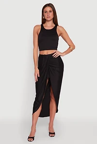 Womens Soft Knit Cropped Tank Top, Black, Size M