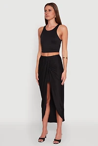 Womens Soft Knit Cropped Tank Top, Black, Size M
