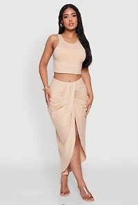 Womens Soft Knit Cropped Tank Top, Beige, Size M